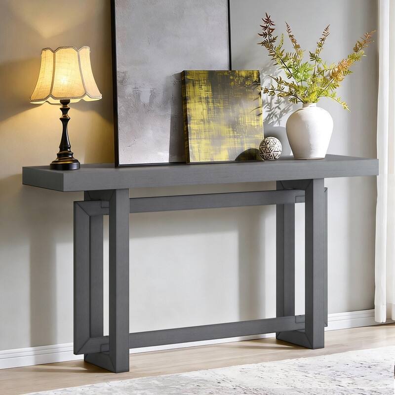Stylish 59"Long Console Table,Entryway table,Hoyer table with wood frame - Dark Grey