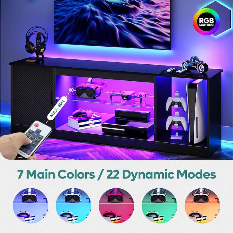 Modern TV Stand for up to 65" TVs Gaming Entertainment Center with Adjustable Shelves for PS5 - 58 inches