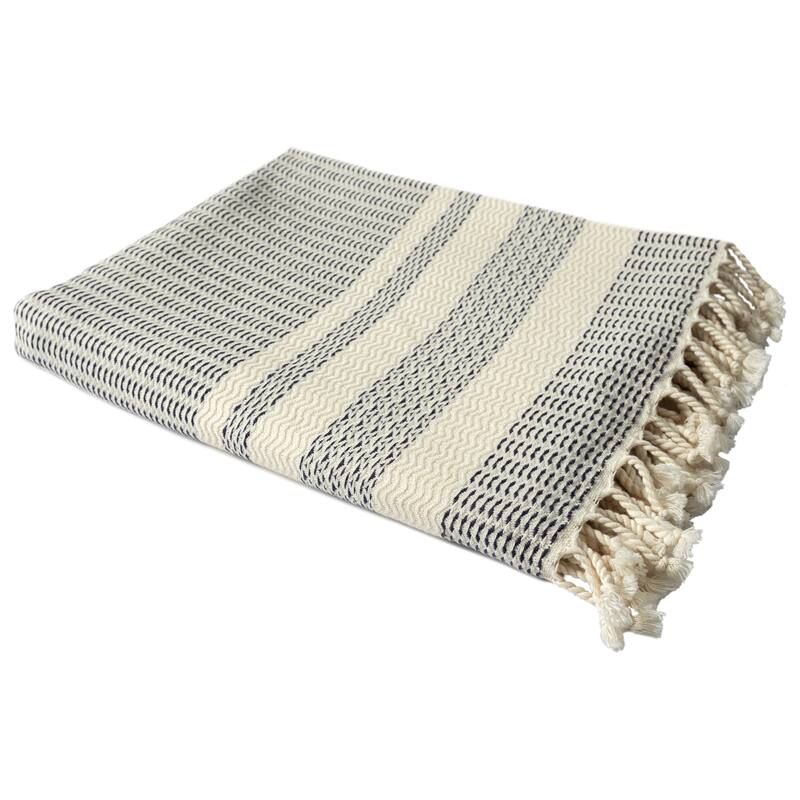 Sevita Striped Premium Turkish Cotton Standard Size Throw Blanket