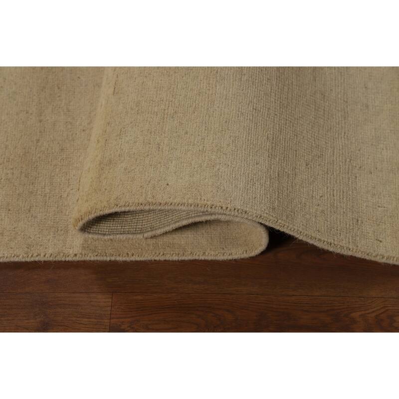 Gabbeh Oriental Rug Hand-Knotted Beige Solid Wool Carpet - 5'1" x 6'11"