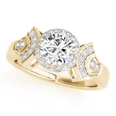 Auriya 14k Yellow Gold Lab Grown Round Diamond Halo Engagement Ring 0.50 to 5.00 ct. tw. (F-G VS)