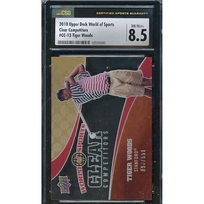 Tiger Woods 2010 Upper Deck Clear Competitors Card #CC-13 Graded CSG 8.5 93/550 - 8'6" x 11'6"