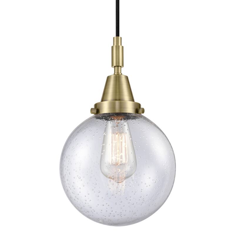 Innovations Lighting 447-1P-G204-8 Beacon 8" Wide Mini Pendant with - Antique Brass