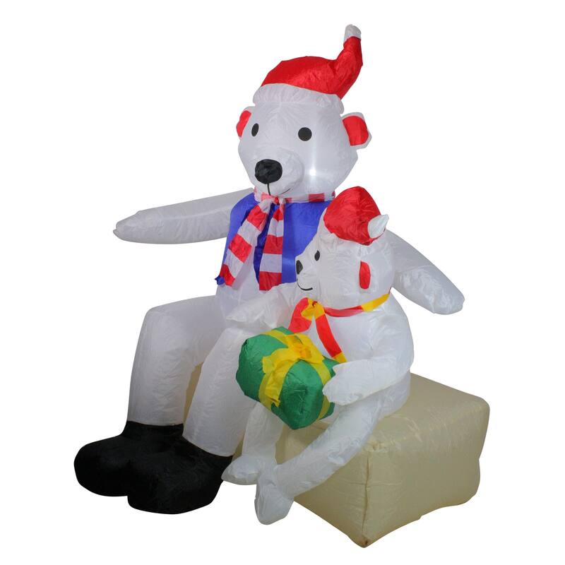 LED Lighted Inflatable Polar Bear Family Outdoor Christmas Decoration - 4'
