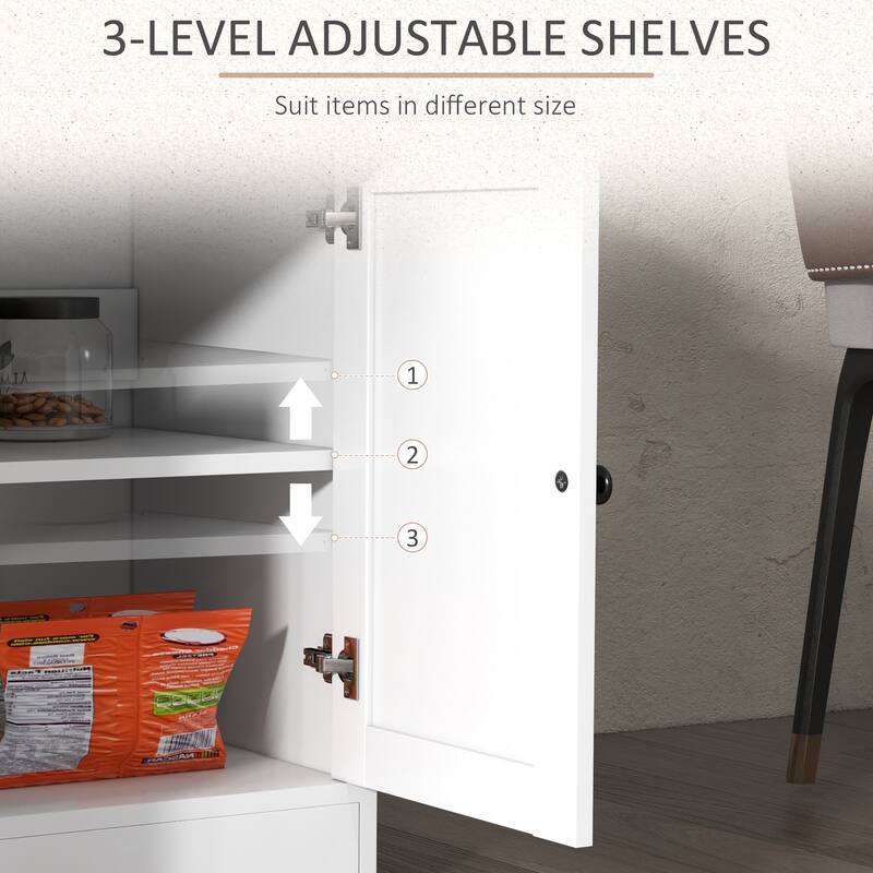 Sideboard,Buffet Cabinet with 2 Drawers,4 Barn-Style Doors and Adjustable Shelves