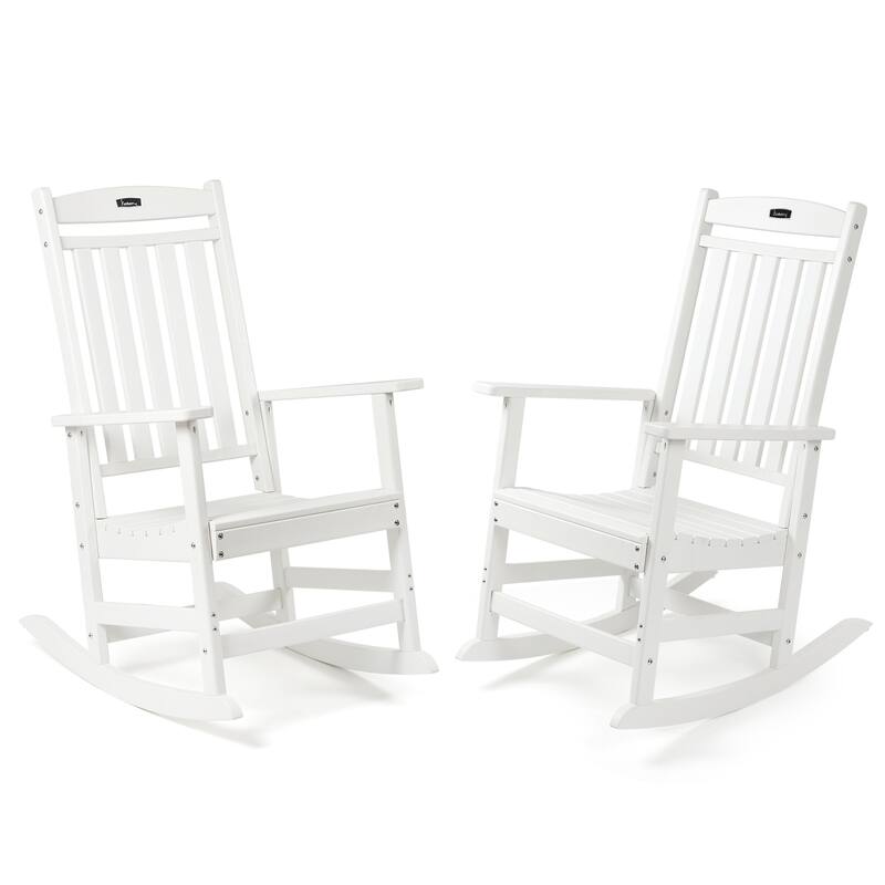 Vrakae All Weather Outdoor High Back Rocking Chair Set of 2