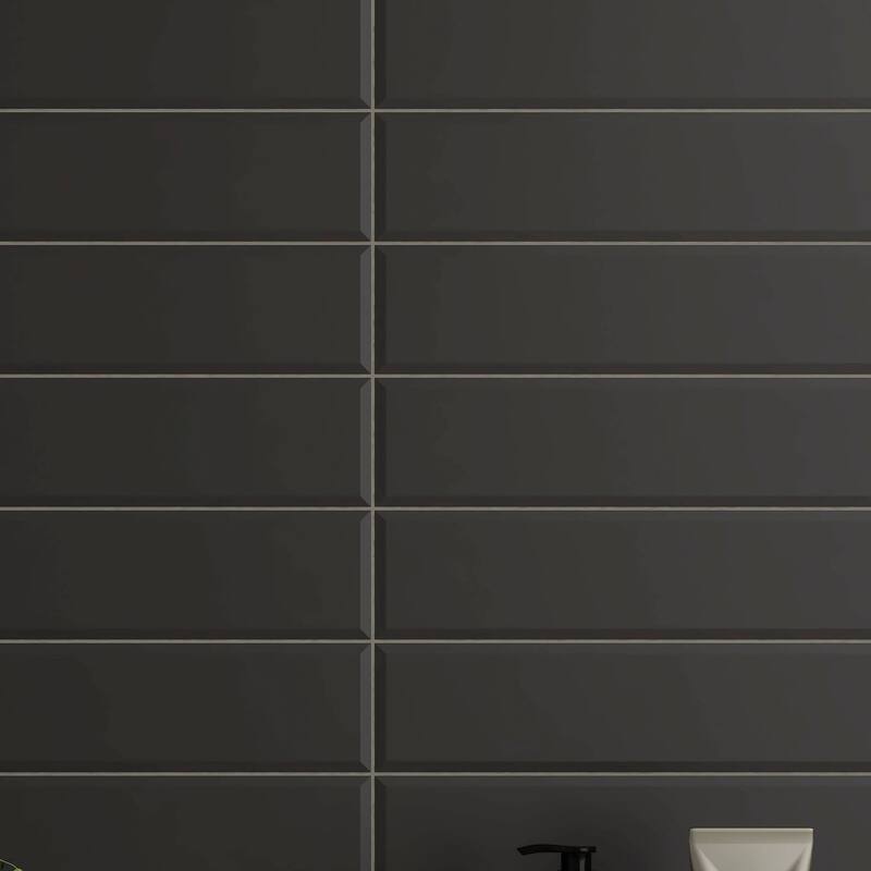 Facet 3 in. x 12 in. Glazed Ceramic Subway Wall Tile - Smoke Matte - 3 in. x 12 in.