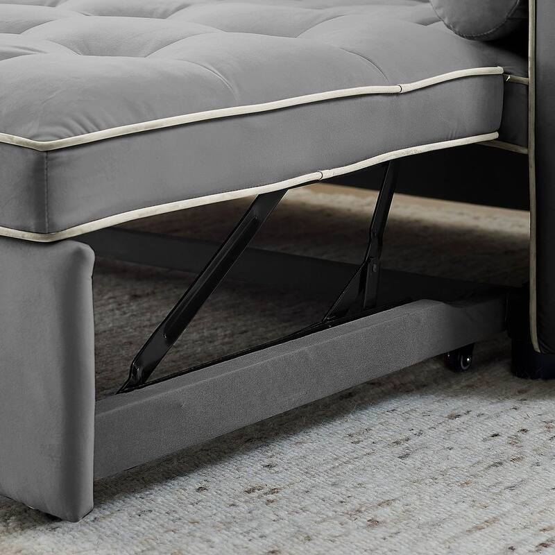 Modern 55.5" Velvet Pull-Out Adjustable Sofa Bed with Side Pockets