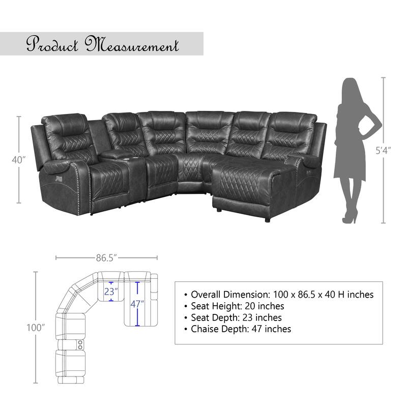 Lenci Modular Power Reclining Sectional Sofa with Right Chaise