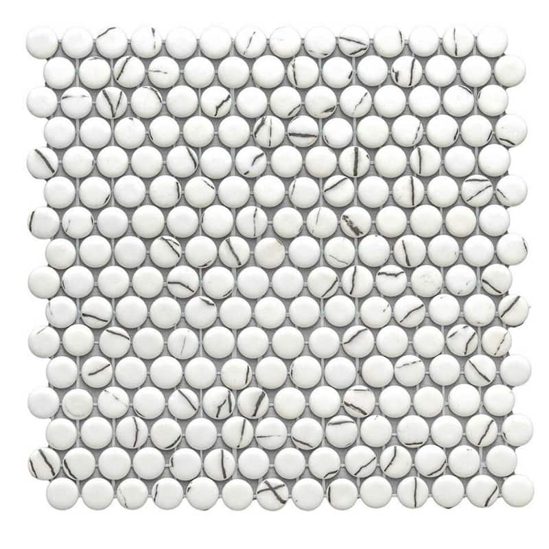 The Tile Life Eterna Penny 12x12 Round Glass Mosaic Floor, Wall & Backsplash Tile