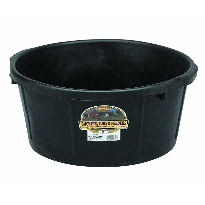 Little Giant Durable Weatherproof 15 Gallon Rubber Tub Feeder Pan Bowl, Black - 6.5 Gallon - Black - 6.5 Gallon