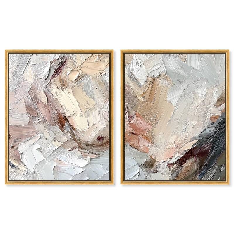 Running Horse Neutral I Canvas Set of 2 by Art Remedy - 36" x 45" - Gold