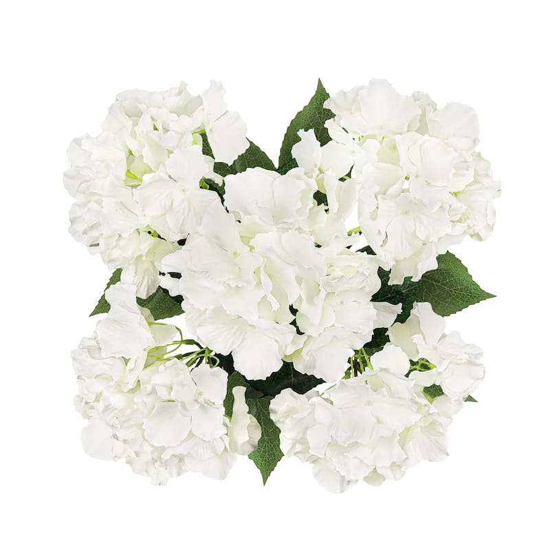 Set of 2 Cream White Artificial Hydrangea Flower Stem Bush Bouquet 19in - 19" L x 12" W x 12" DP