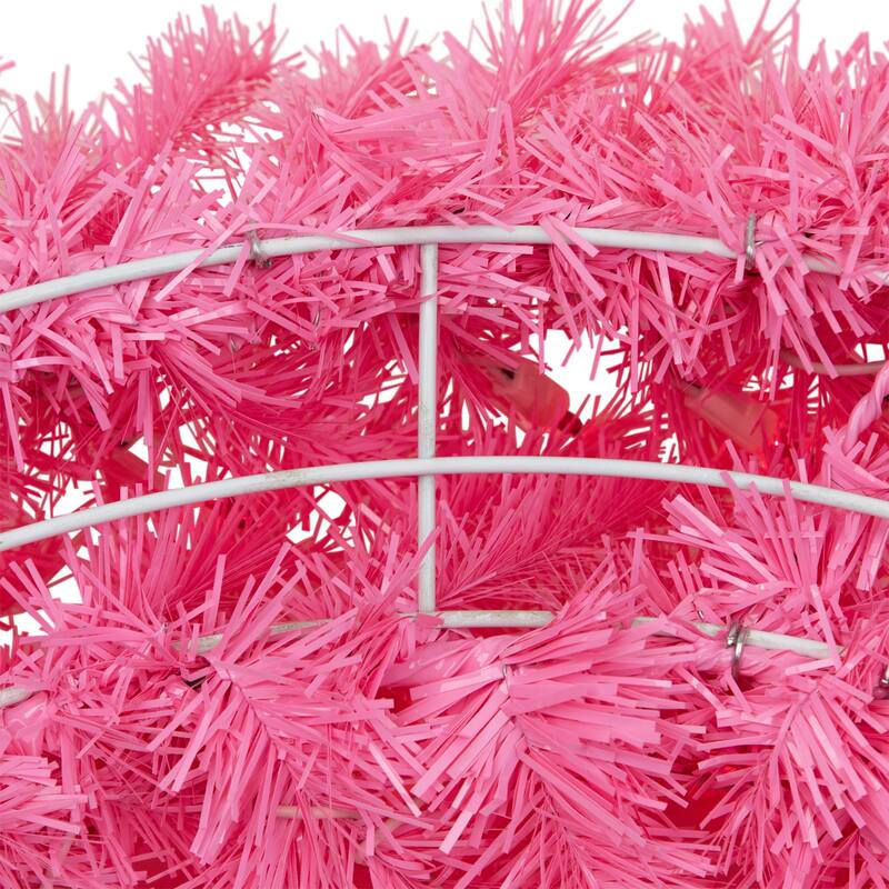 36" Pre-Lit Pink Spruce Artificial Christmas Wreath, Pink Lights