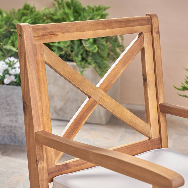 Outdoor Dining Chair Set with Cream Cushions