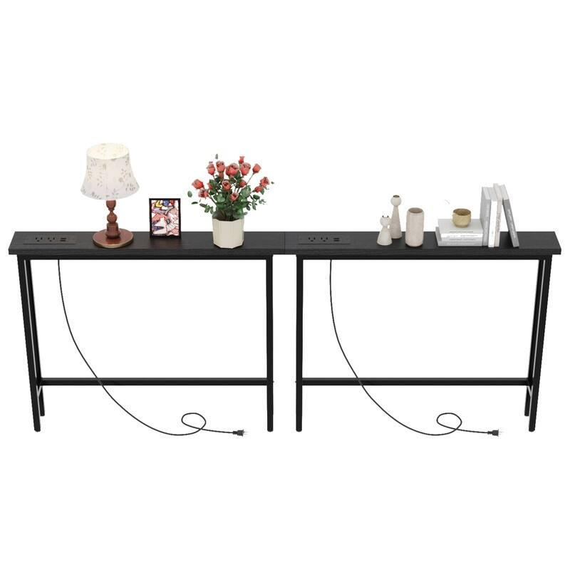 VINGLI 2-piece Set Triamine + Iron 200 * 15 * 79cm with Power Strip Foyer Table