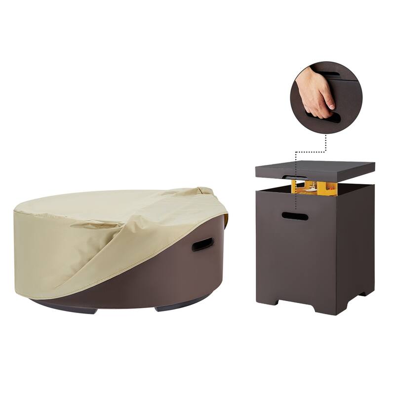 Outdoor Propane Fire Pit Table with Tank Storage and Weather-Resistant Cover