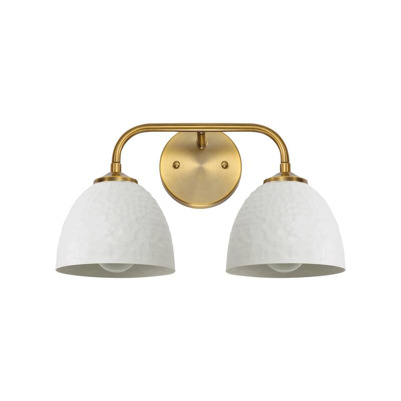 Golden Lighting Shepard 2-light Vanity in Modern Brass and Matte White shade