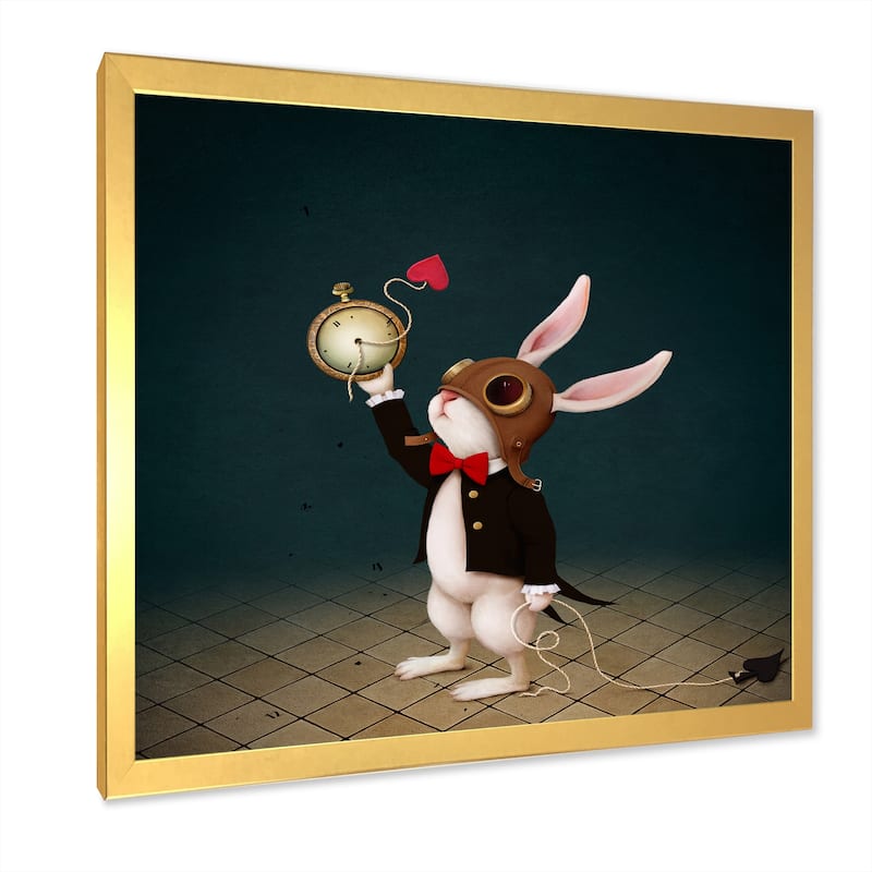 Designart "White Rabbit Alice In Wonderland I" Children's Art Framed Art Print