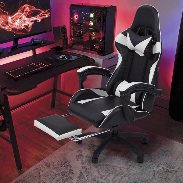 Gaming chair with footrest and reclining backrest store