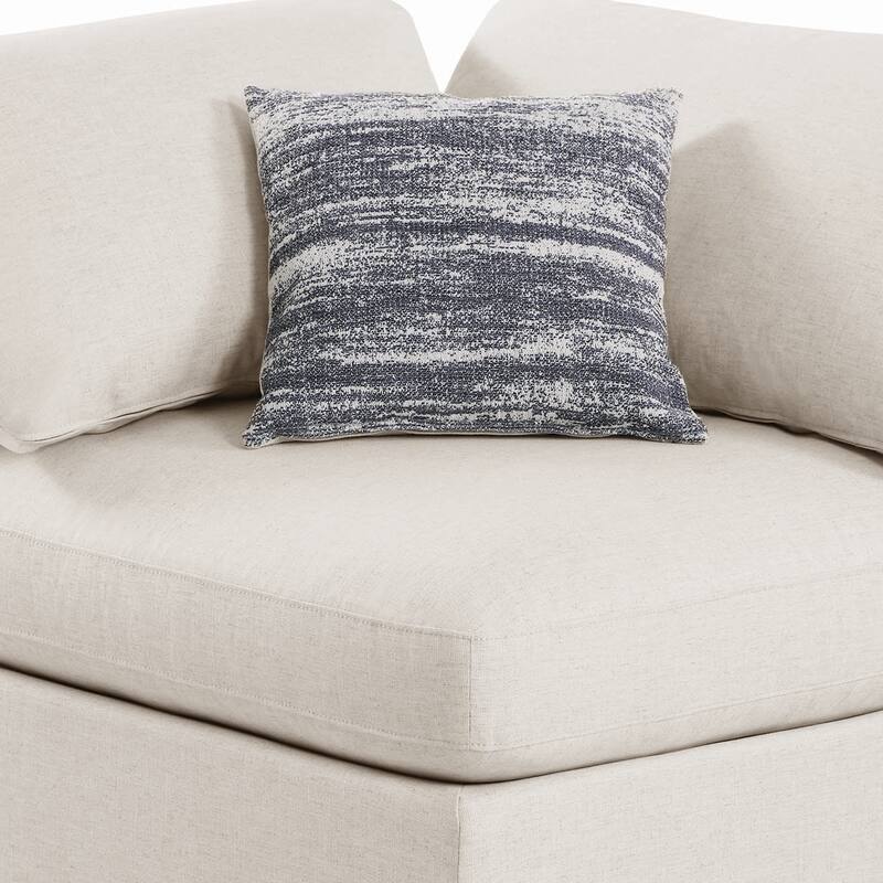 Fabric Upholstered Wooden Corner Chair with Loose Cushion Seat, Beige