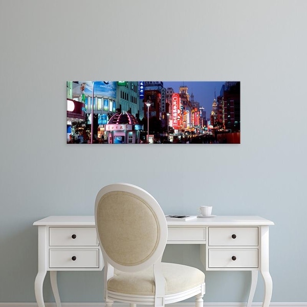 Easy Art Prints Panoramic Images's 'Signboards in a street lit up at dusk, Nanjing Road, Shanghai, China' Canvas Art