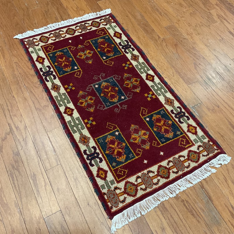 HERAT ORIENTAL Handmade Kazak Wool Rug - 2'2" x 3'11"