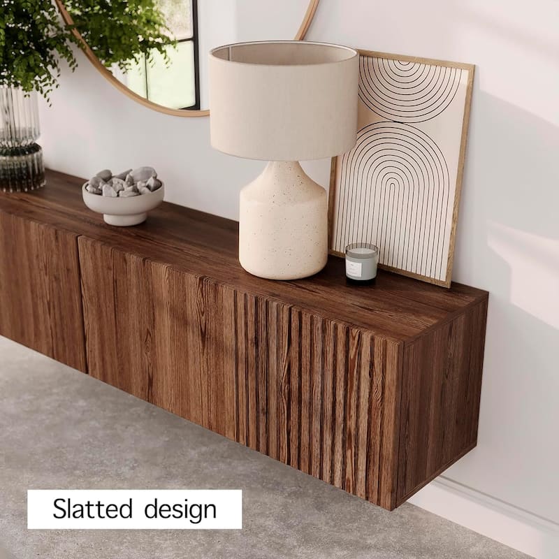 Living Skog Camelia White 59 in. Floating TV Stand Fits TV's up to 65 in. with Wall Mount Feature