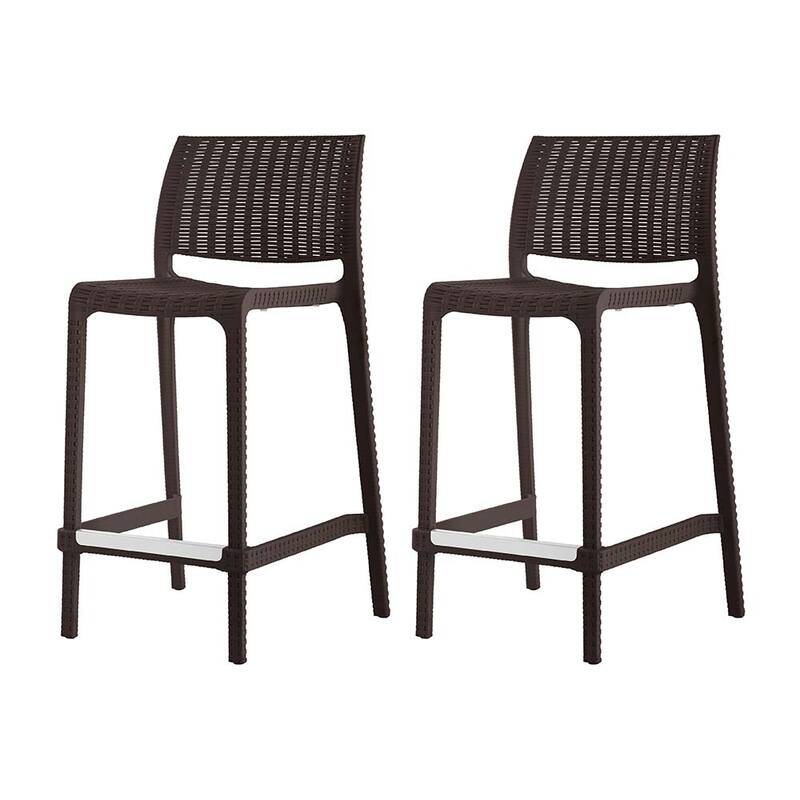 Rue Resin Stackable Counter Stools, Set of 2 - Brown
