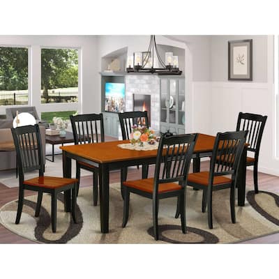 Victorian Dining Set 7 Piece - Table & 6 Chairs - Elegant Rectangle Table with Butterfly Leaf - Black Cherry Finish