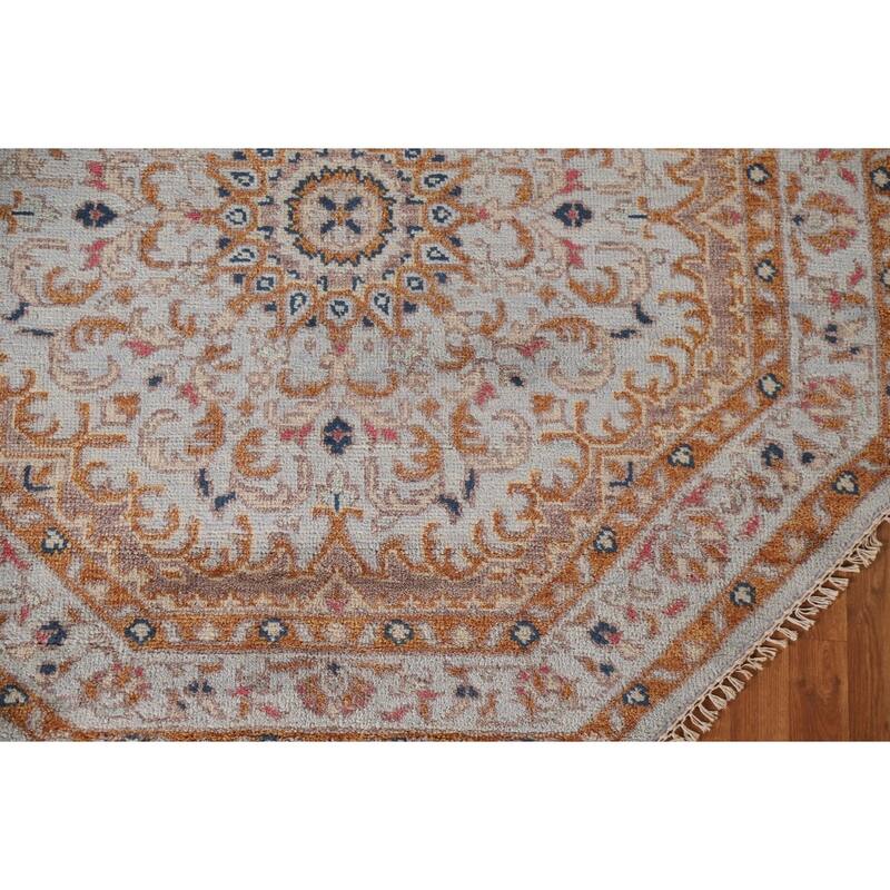 Heriz Serapi Oriental Octagon Rug Hand-Knotted Wool Carpet - 5'11"x 5'11"
