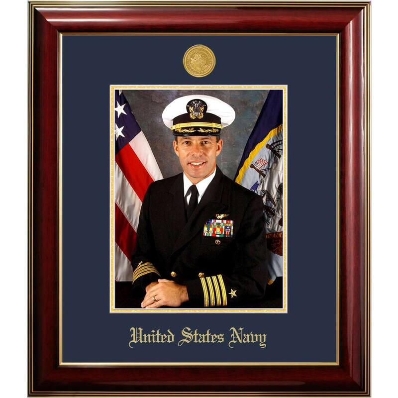 Patriot Frames Navy 8x10 Portrait Classic Frame with Gold Medallion