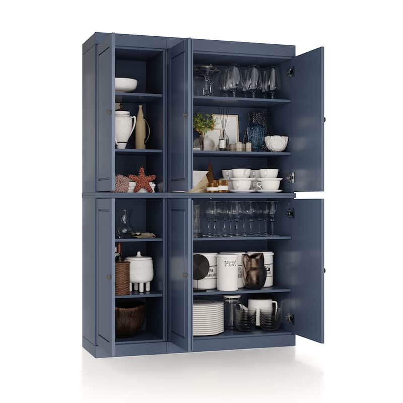 Palace Imports 100% Solid Wood Pantry Cabinet, Raised Panel Doors, Adjustable Shelves, 48.5" Wide, 71.5" Tall - 48.5" x 71.5"