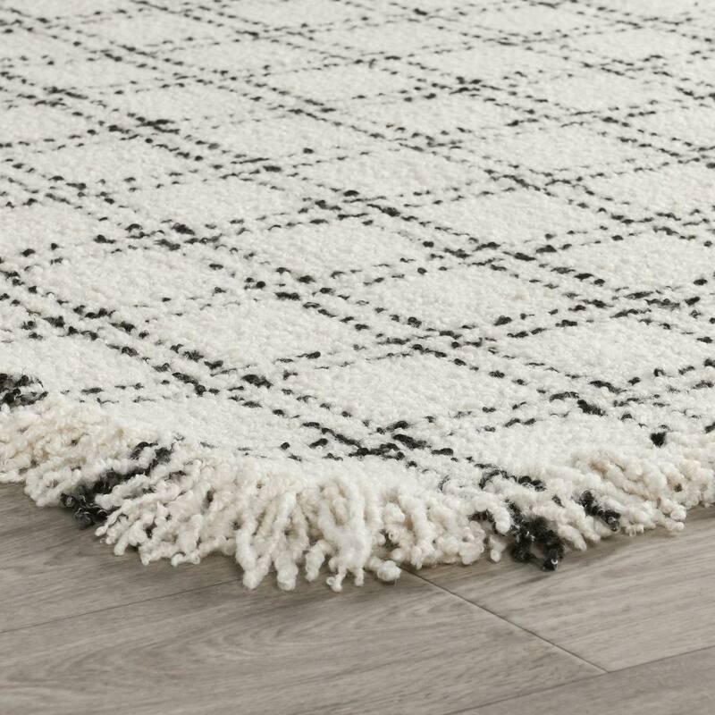 Bradbury Solid Wool Blend Area Rug by Kosas Home - Ivory, Black - 8x10
