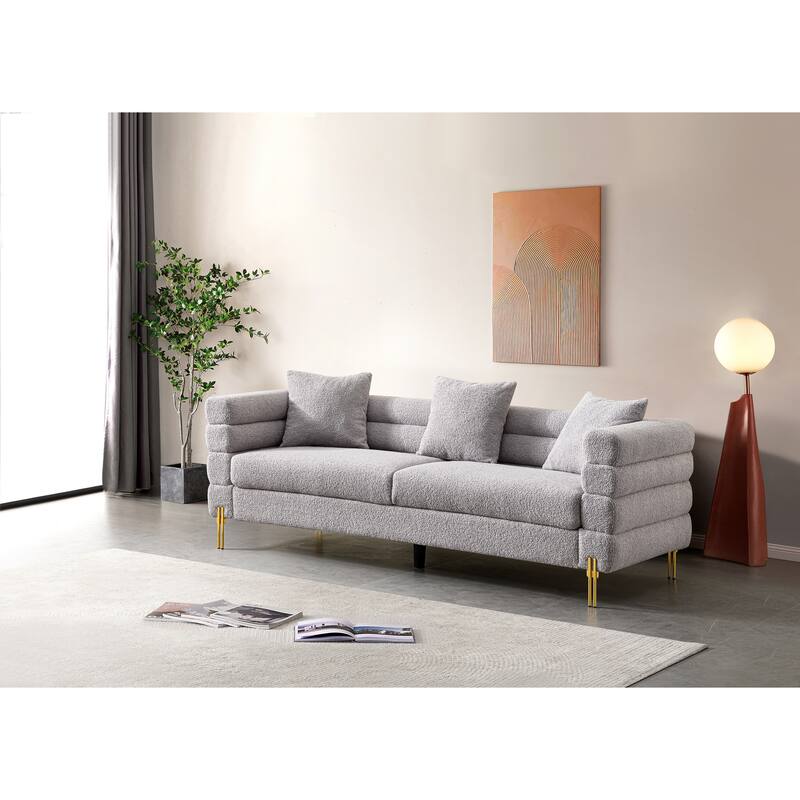 Luxurious And Comfortable Upholstered Sofa With Legs And Pillows