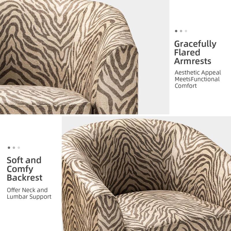 Cuenca Modern Upholstered Barrel Chair with Swivel Base Set of 2