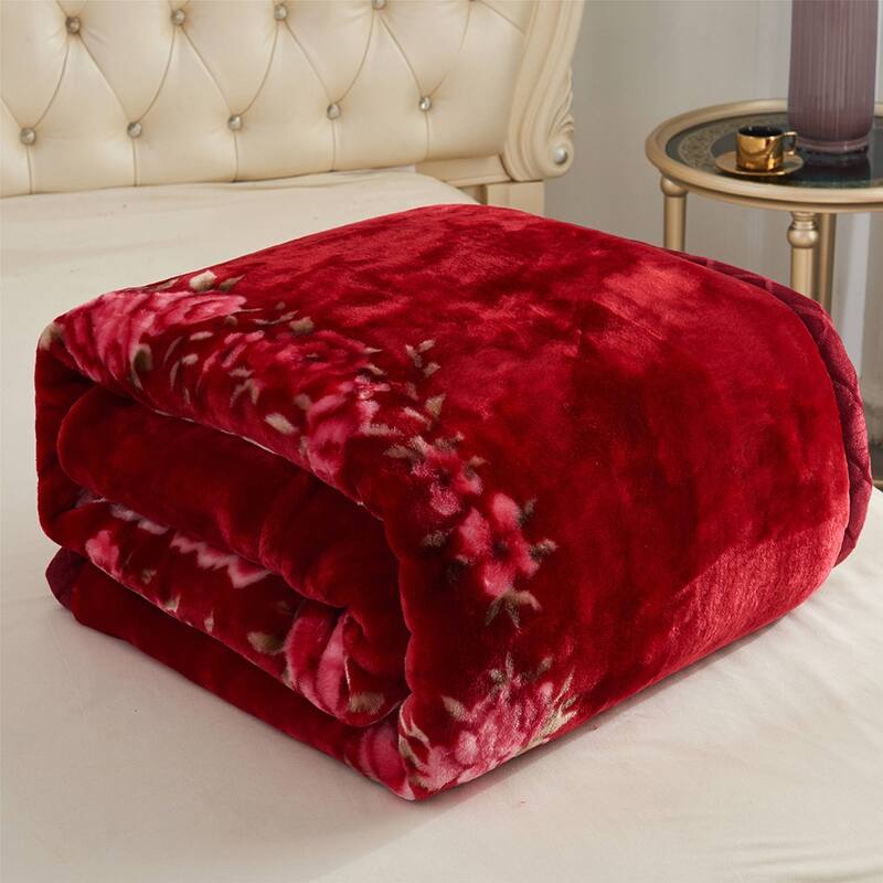 Floral & Animal 2-Ply Heavy Raschel Blanket 85" X 95"