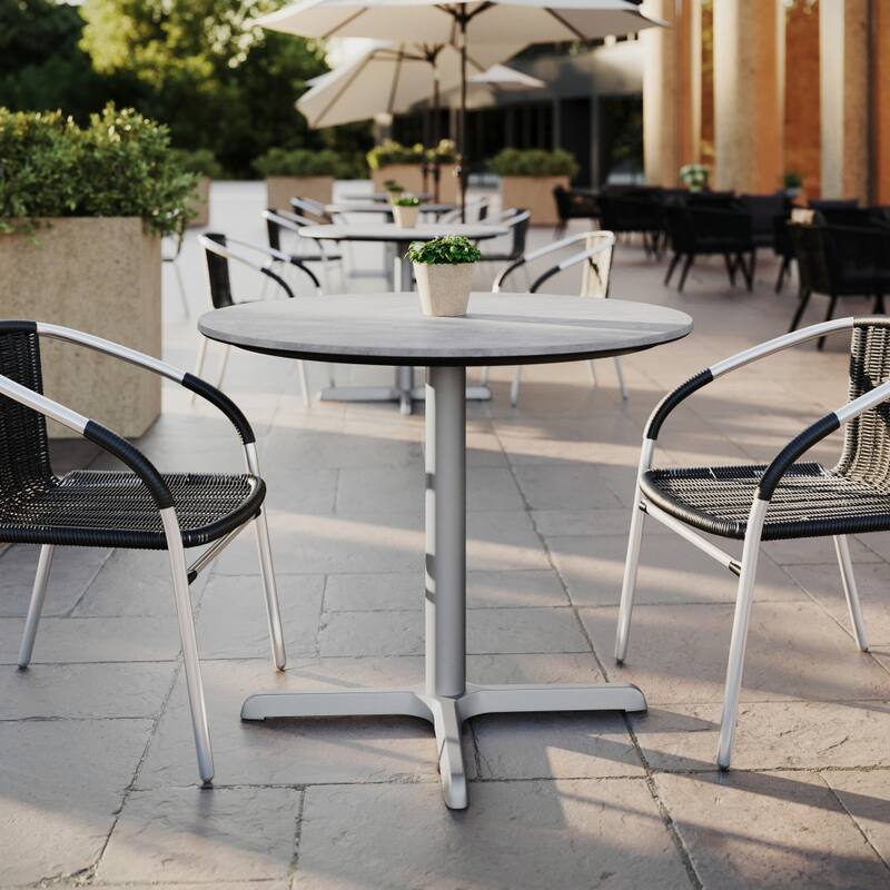 Commercial All-Weather HPL Tabletop with Crisscross Base - 36"W x 36"D x 31"H