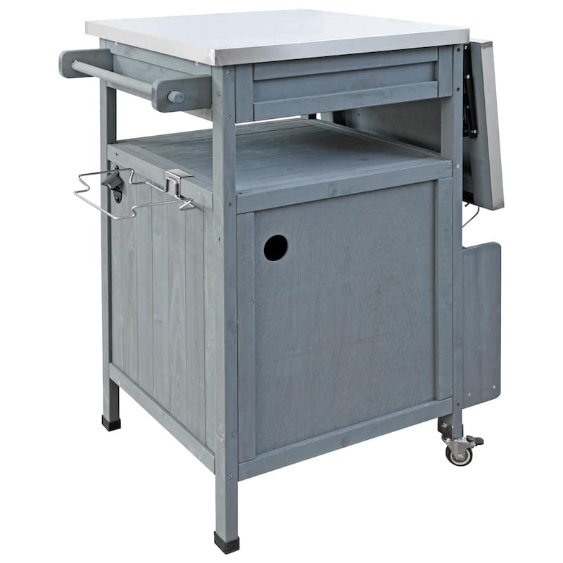 Outdoor Grill Cart Portable Dining Carts Rolling Storage Cabinet