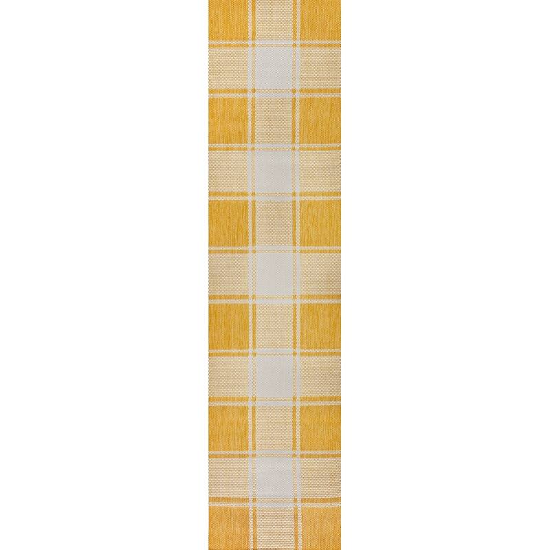 JONATHAN Y Lior Traditional Farmhouse Bold Gingham Indoor/Outdoor Area Rug - 2 X 8 - Yellow/Cream