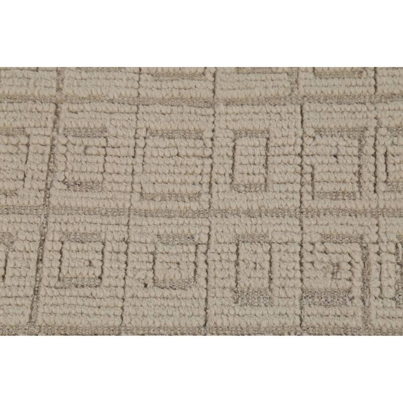 All-Over Ivory Moroccan Oriental Large Rug Hand-Knotted Wool Carpet - 10'5"x 14'9"