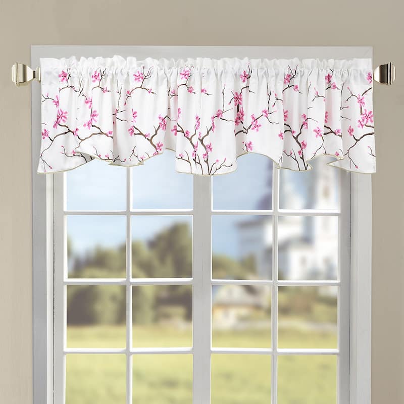 Serenta Embroidery Cherry Blossom Valance - Off-White/Pink