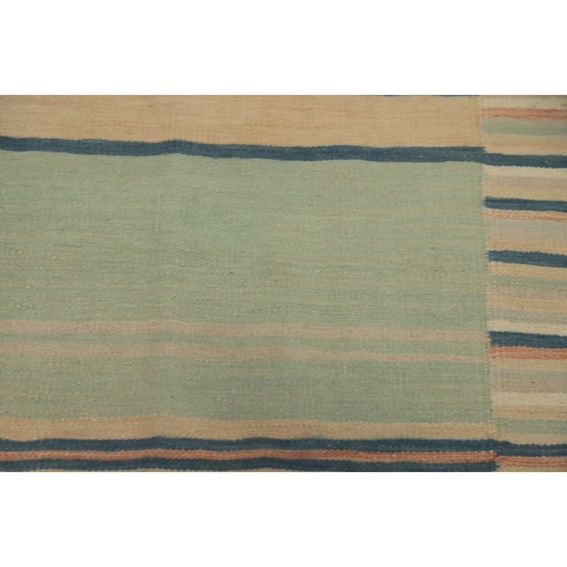 Hand Woven Oriental 100% Wool Carpet Southwestern Geometric Beige & Ivories Kilim Area Rug - 7' 10'' X 4' 9''