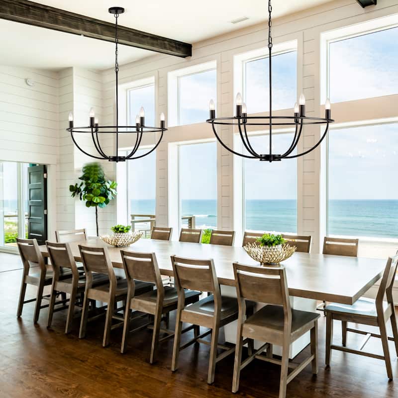 6-Lights ​Curved Arms Wagon Wheel Chandeliers