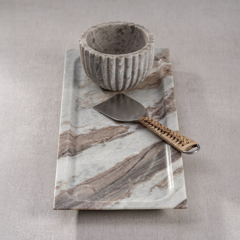 Mulhouse Ribbed Marble Bowls, Set of 2