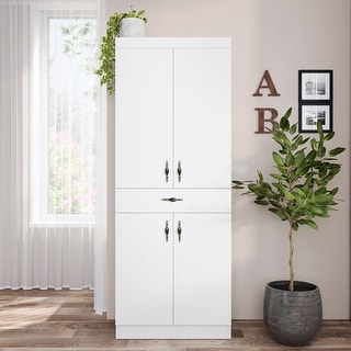 Living Skog Monti Food Pantry Storage Kitchen Cabinet with Adjustable Shelves and Drawer