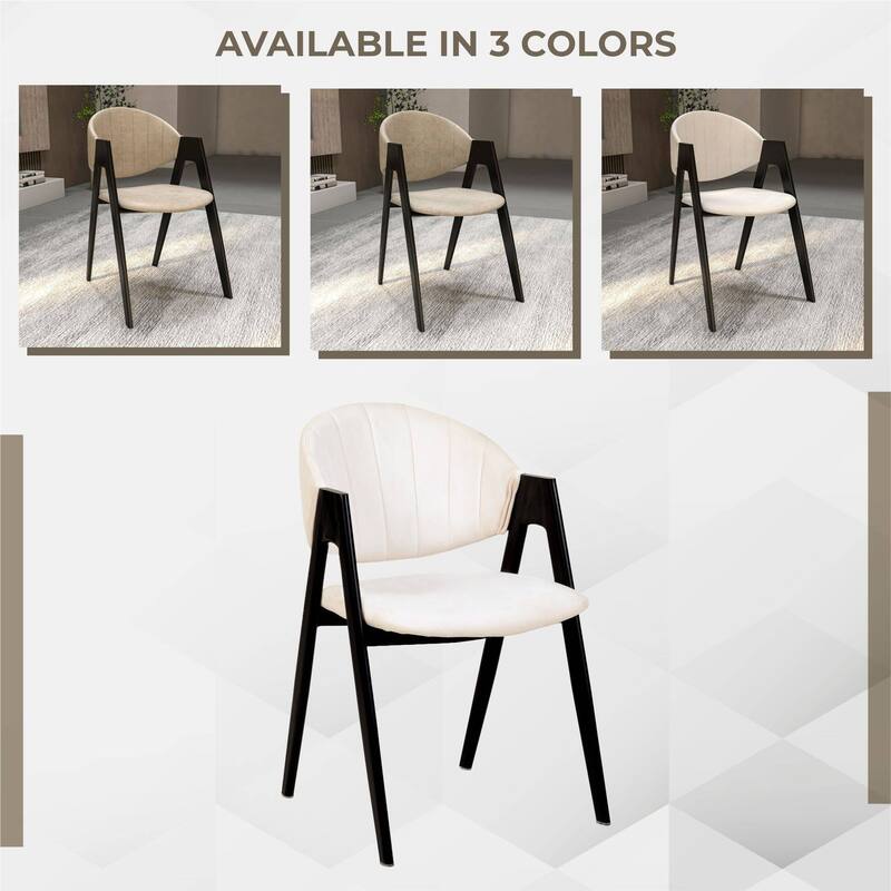 LeisureMod Mid-Century Modern Upholstered Dining Chair in Polyester with Curved Back and Iron Base for Home & Kitchen