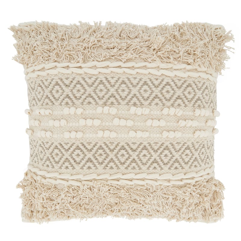 Throw Pillow With Corded Moroccan Design - Feather Down