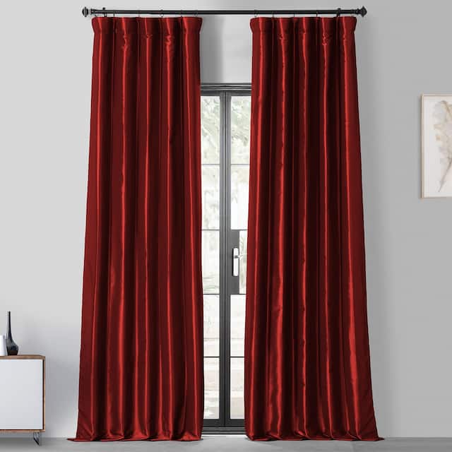 Ex. Fabrics Faux Silk Taffeta Solid Blkout Curtain (1 Panel) - 50 x 120 - Syrah