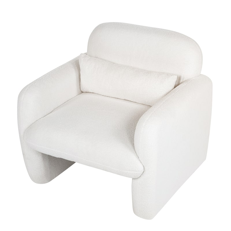 Teddy Fleece Accent Chair with Pillow for Living Room/Bedroom (350lb Capacity)